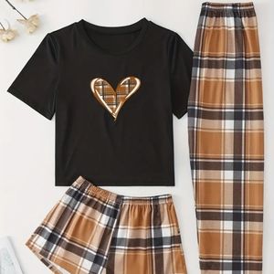 🖤🤎NEW🖤🤎SO CUTE!! Heart Print 3PC Pajama Set